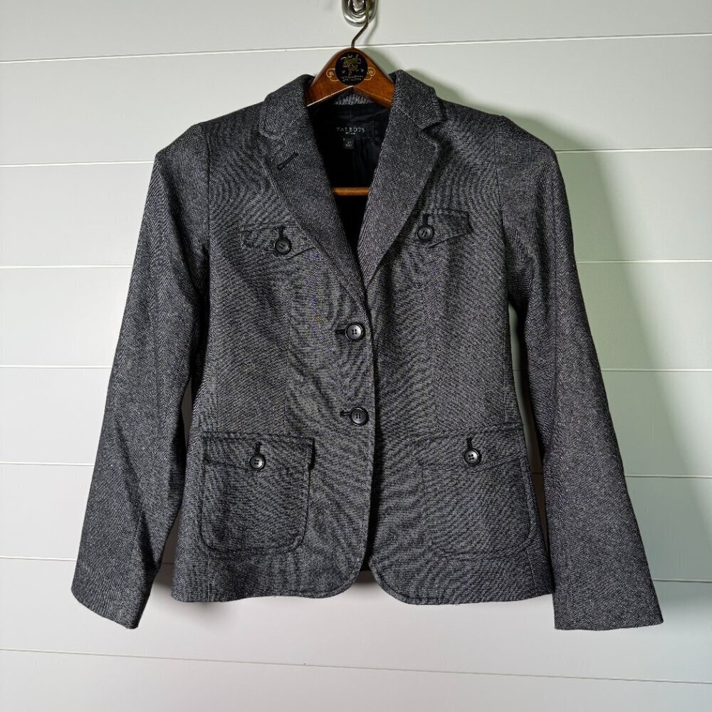 Talbots Wool Blend Tweed Jacket Blazer Size 2 Petite